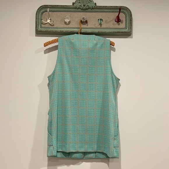 Cos Cob Vintage 1970s plaid SEAFOAM green vest & pant set women’s large - Picture 5 of 9